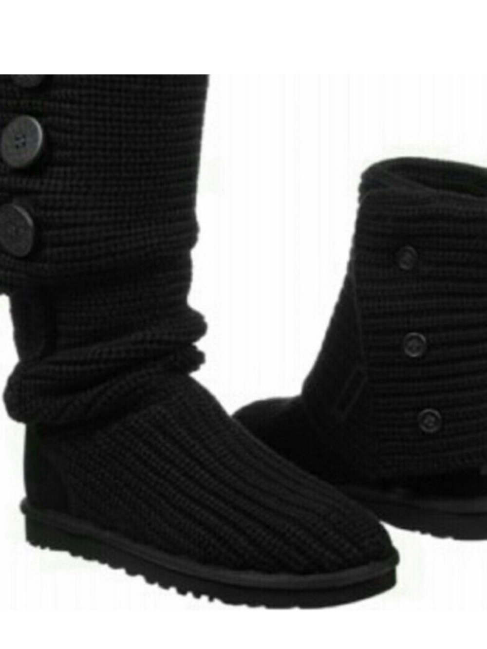 UGG Black Knit Buttoned Winter Boots